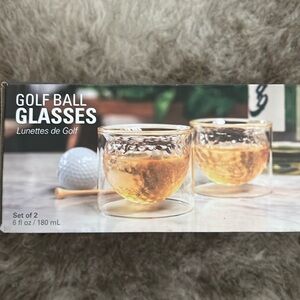 Set of 2 Golf Ball Glasses NEW IN BOX
